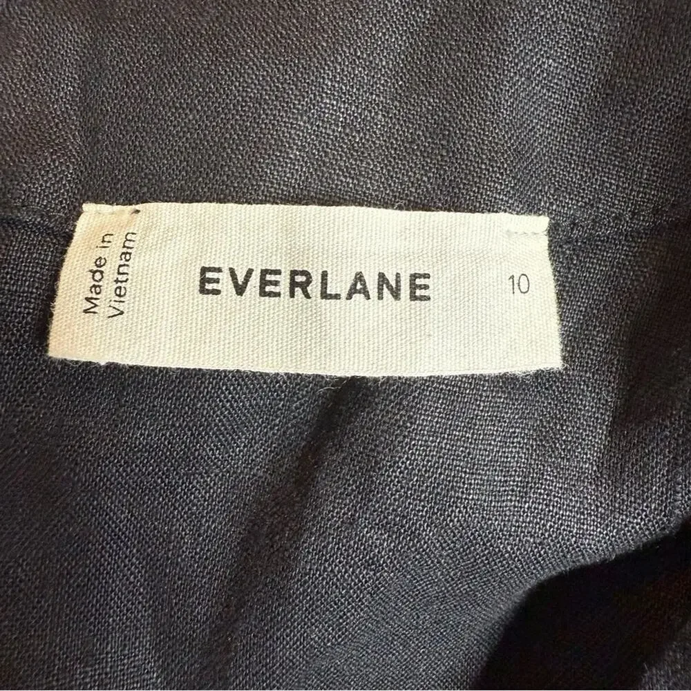 Everlane Black Linen Wrap Jumpsuit Size 10 NWOT Minimalist One Piece Sustainable